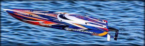 Spartan® SR: Brushless 36" Race Boat with TQi™™ Traxxas Link™ Enabled 2.4GHz Radio System & Traxxas Stability Management (TSM)®