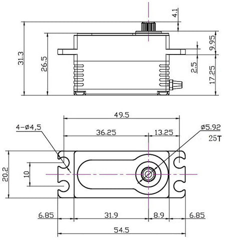 299:LP Low Profile Digital Metal Gear Waterproof Programmable Servo, Purple - SEHREEFS145