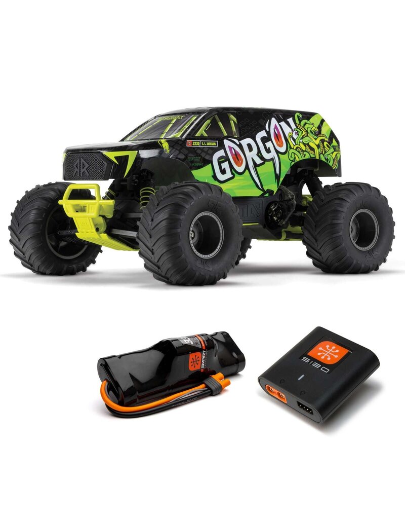 Arrma GORGON 4X2 MEGA 550 Brushed 1/10 Monster Truck RTR (Yellow) w/SLT2 2.4GHz Radio, Battery & Charger - ARA3230ST1