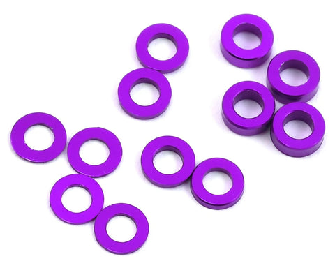 PTK-8374 ProTek RC Aluminum Ball Stud Washer Set (Purple) (12) (0.5mm, 1.0mm & 2.0mm)