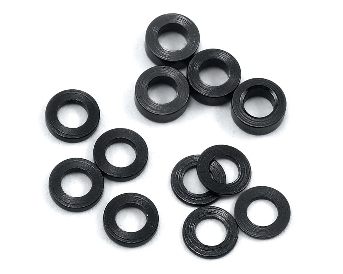 PTK-8370 ProTek RC Aluminum Ball Stud Washer Set (Black) (12) (0.5mm, 1.0mm & 2.0mm)